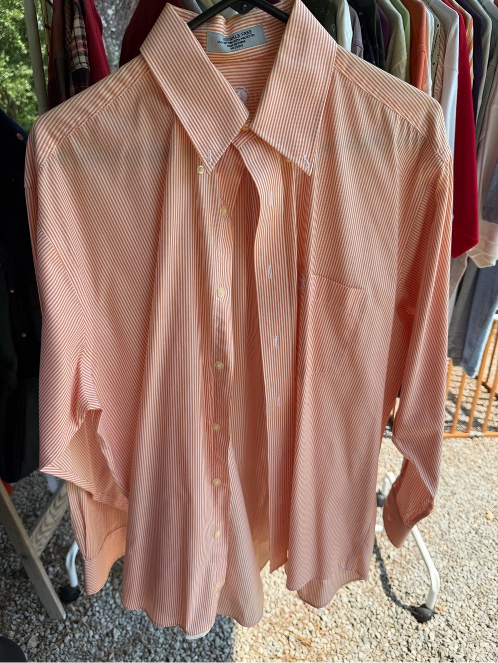 Duck Head Men's Peach-Striped Dress Shirt